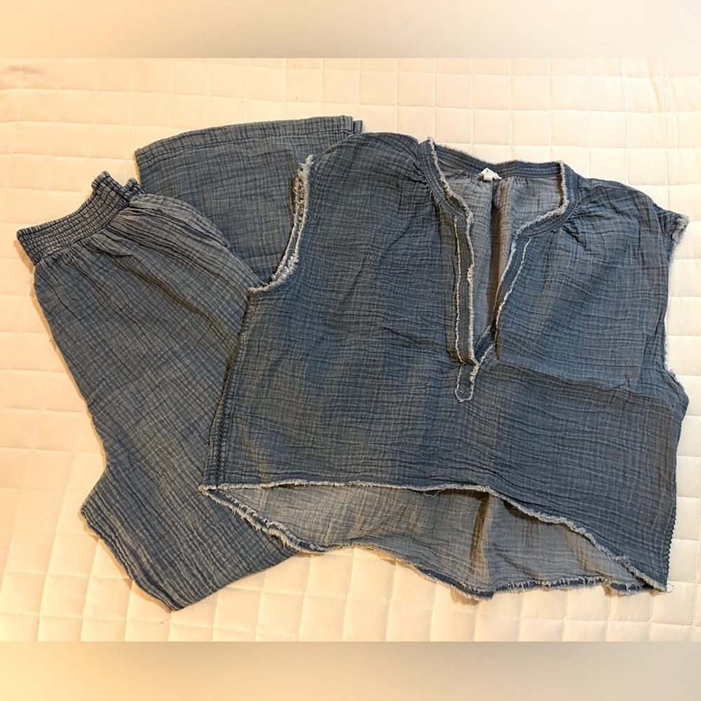 Aerie Blue Chambray Pant Set